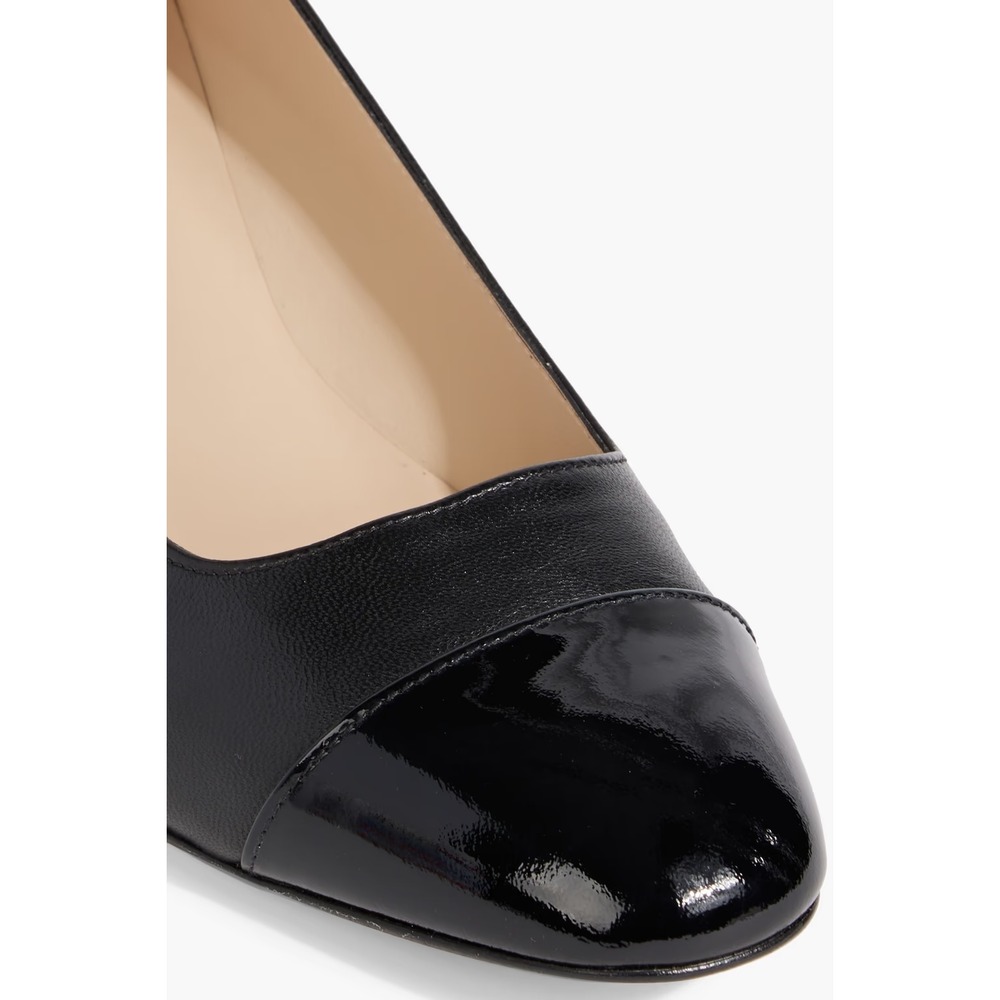 Stuart Weitzman Milla Smooth/Patent Leather Cap Toe Pump in Black Size 10 - Picture 4 of 7